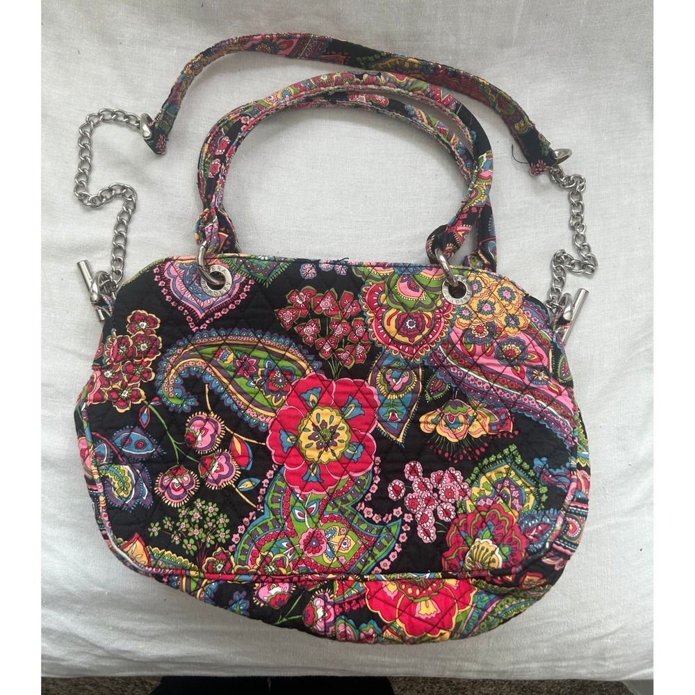 Vera Bradley Black Multicolor Paisley Quilted Shoulder Bag